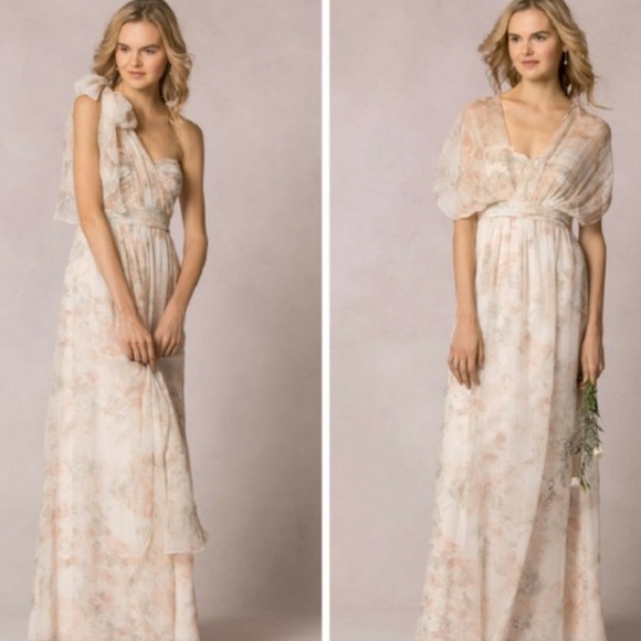 Jenny Yoo Dresses & Skirts - Jenny Yoo Nyla Floral Print Convertible Strapless Chiffon Formal Wedding Lined